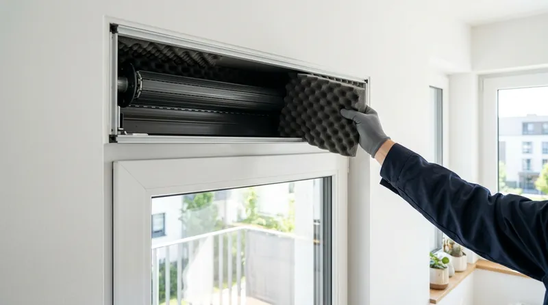 Isolation acoustique d'un coffre de volet roulant intérieur