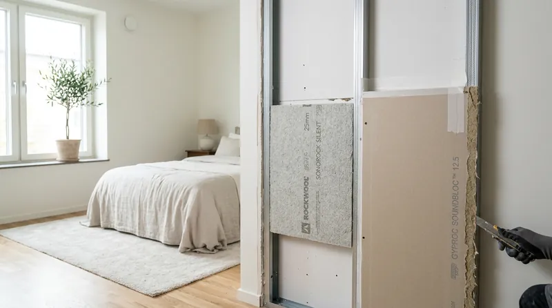 Doublage acoustique mince sur mur mitoyen en appartement