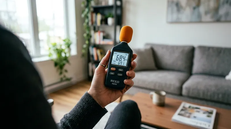 Mesure de décibels avec un sonomètre dans un appartement