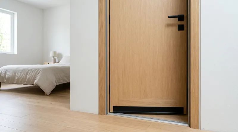 Porte intérieure en bois avec joint d'étanchéité et plinthe automatique